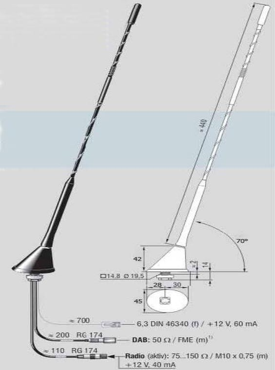 Комбинированная антенна DAB+радио 702